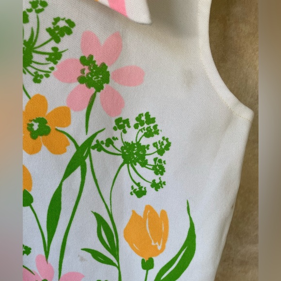 Vintage Montgomery Ward 60s 70s Floral Collared Zip Front Sleeveless Polo Large - Picture 6 of 7